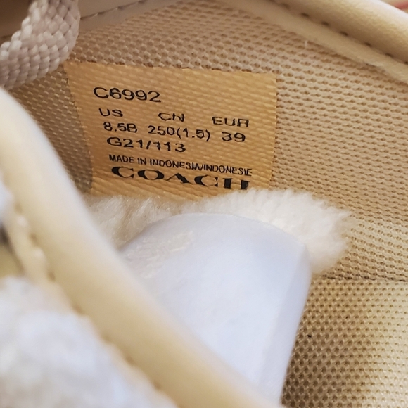Coach Citysole Shearling Sneakers Size 8.5 White Cream - Picture 8 of 10